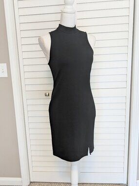 NWT Popular 21 Black Mock Neck Sleeveless Bodycon Mini Dress - Small